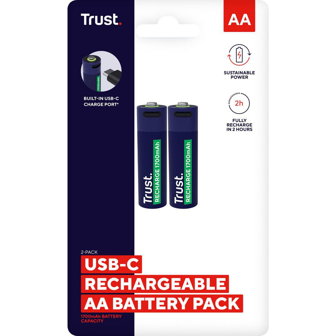 BildeBatteri Laddbar TRUST AA USB-C 2/fp