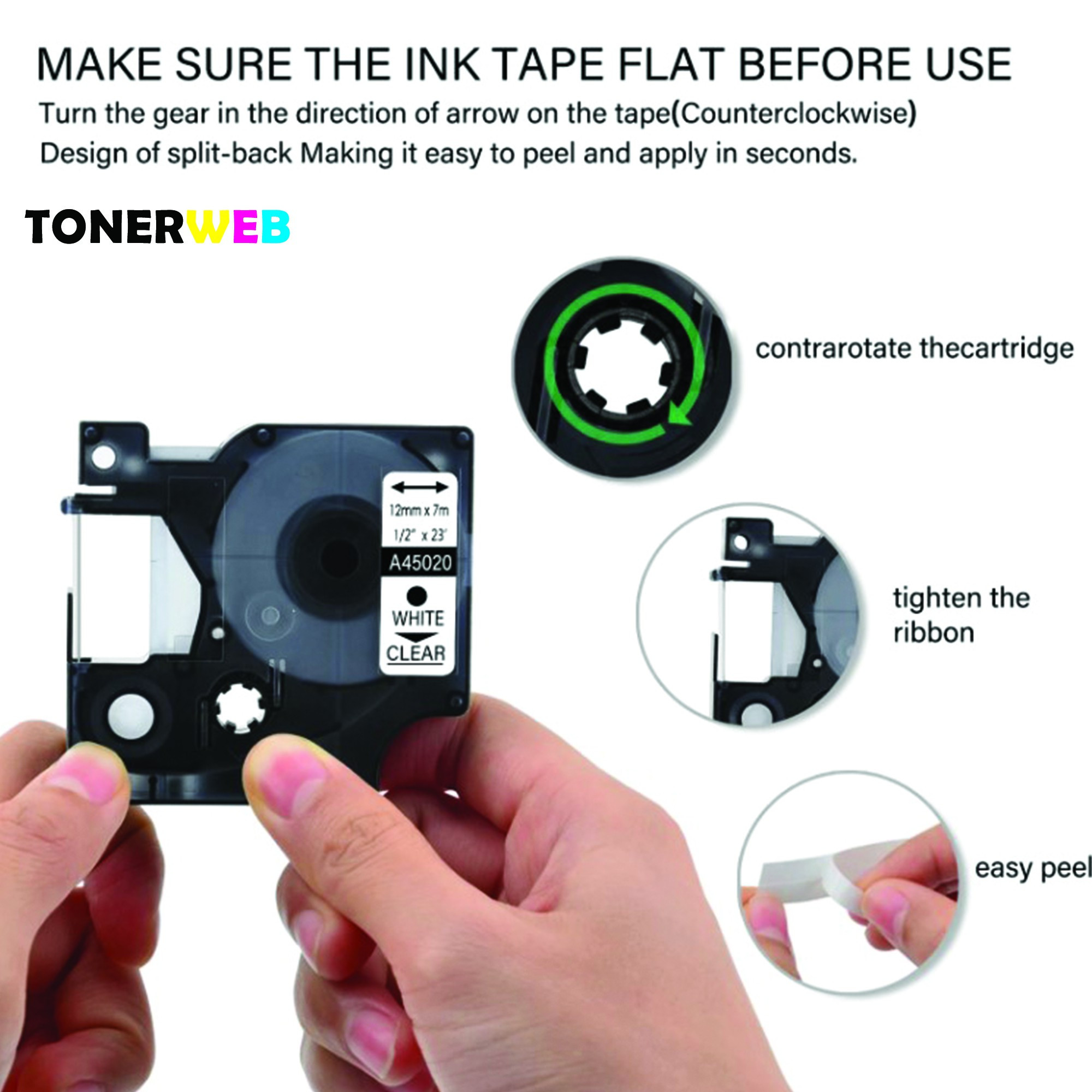 Dymo D1 svart på klart tape 12 mm x 7 m - kompatibel