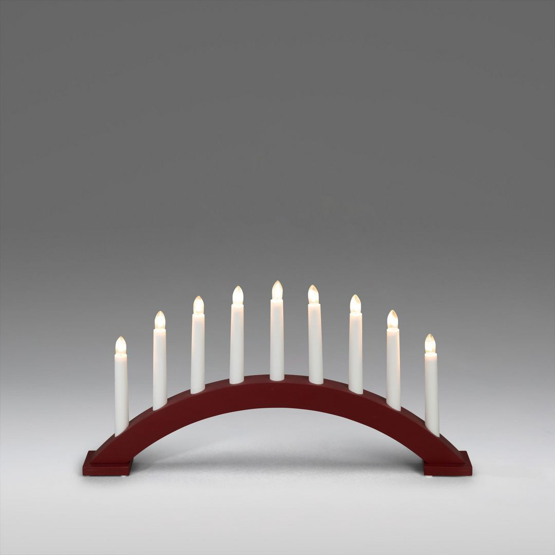 BildeElljusstake 9 ljus 49x26cm trä röd