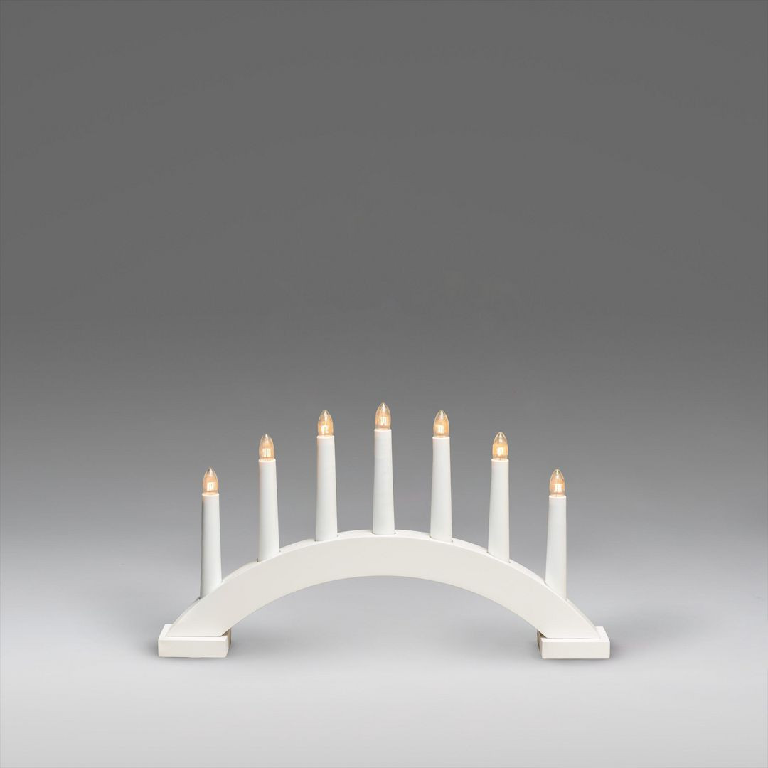 BildeElljusstake 7 ljus 39x23cm trä vit