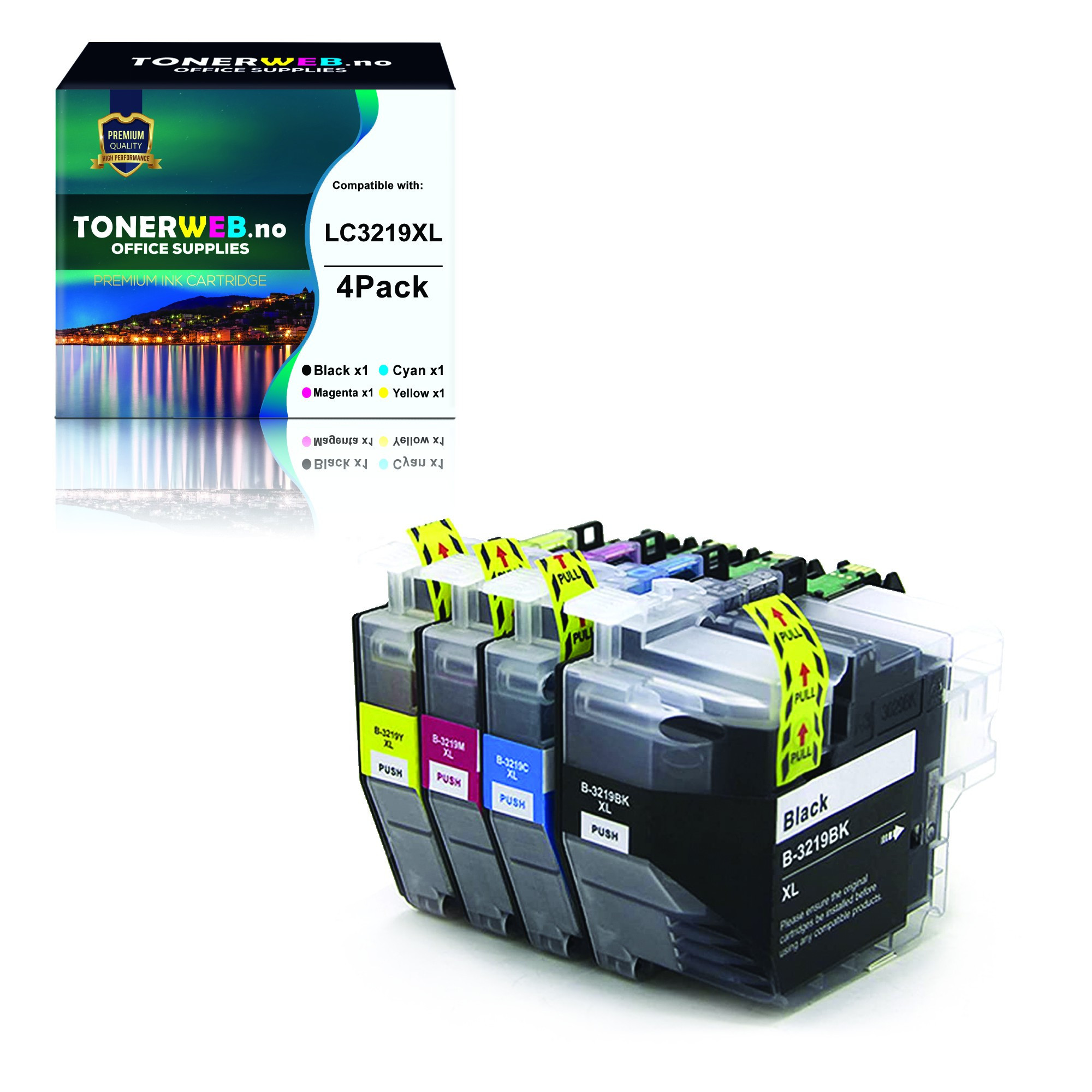BildeBrother LC3219XL BK/C/M/Y (svart/cyan/magenta/gul) blekkpatroner 4-pakk 4 x 119 ml - kompatibel