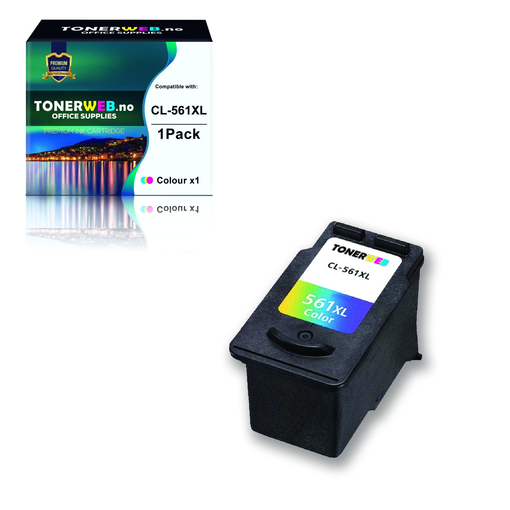 Canon CL-561XL C/M/Y (cyan/magenta/gul) blekkpatron 300 sider - kompatibel