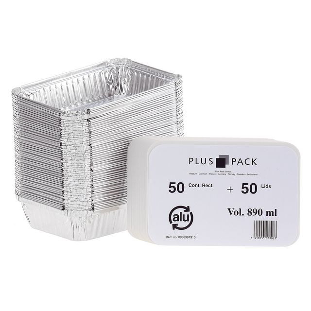 BildeAluminiumform inkl. lock 890ml 50/fp