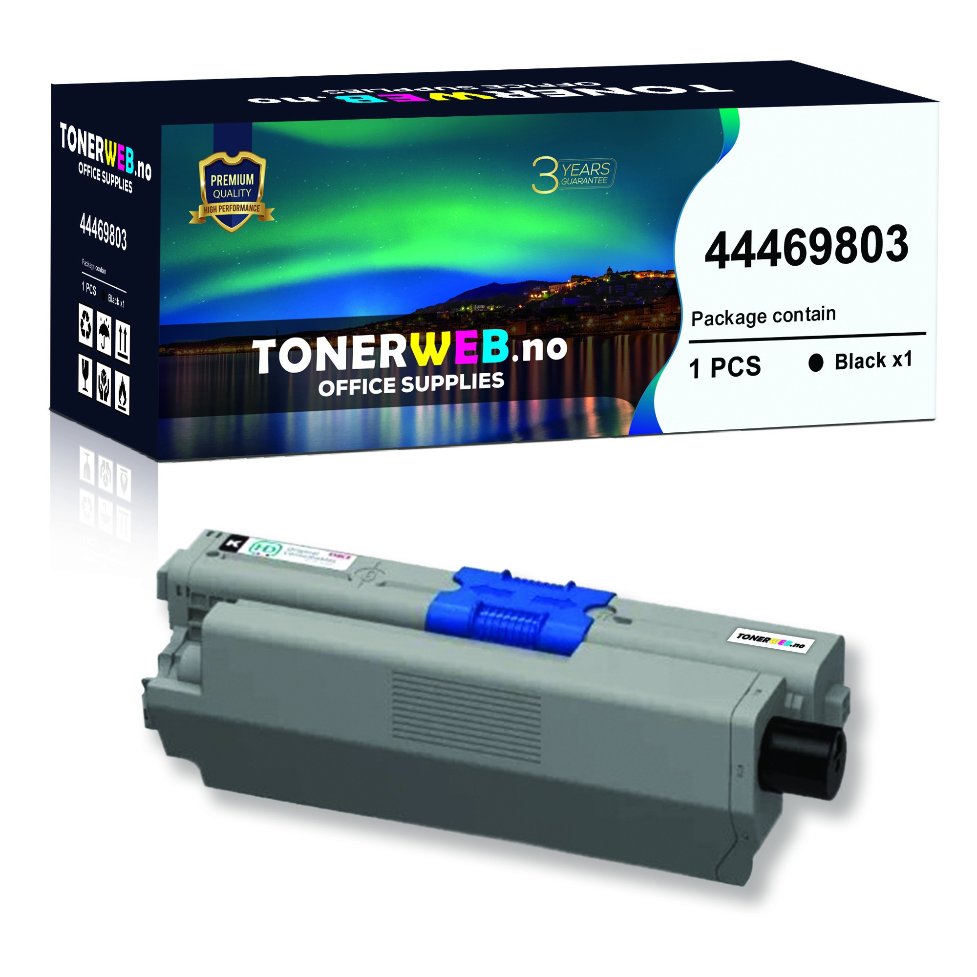 BildeOKI Toner Sort (3.500 sider) - Erstatter 44469803