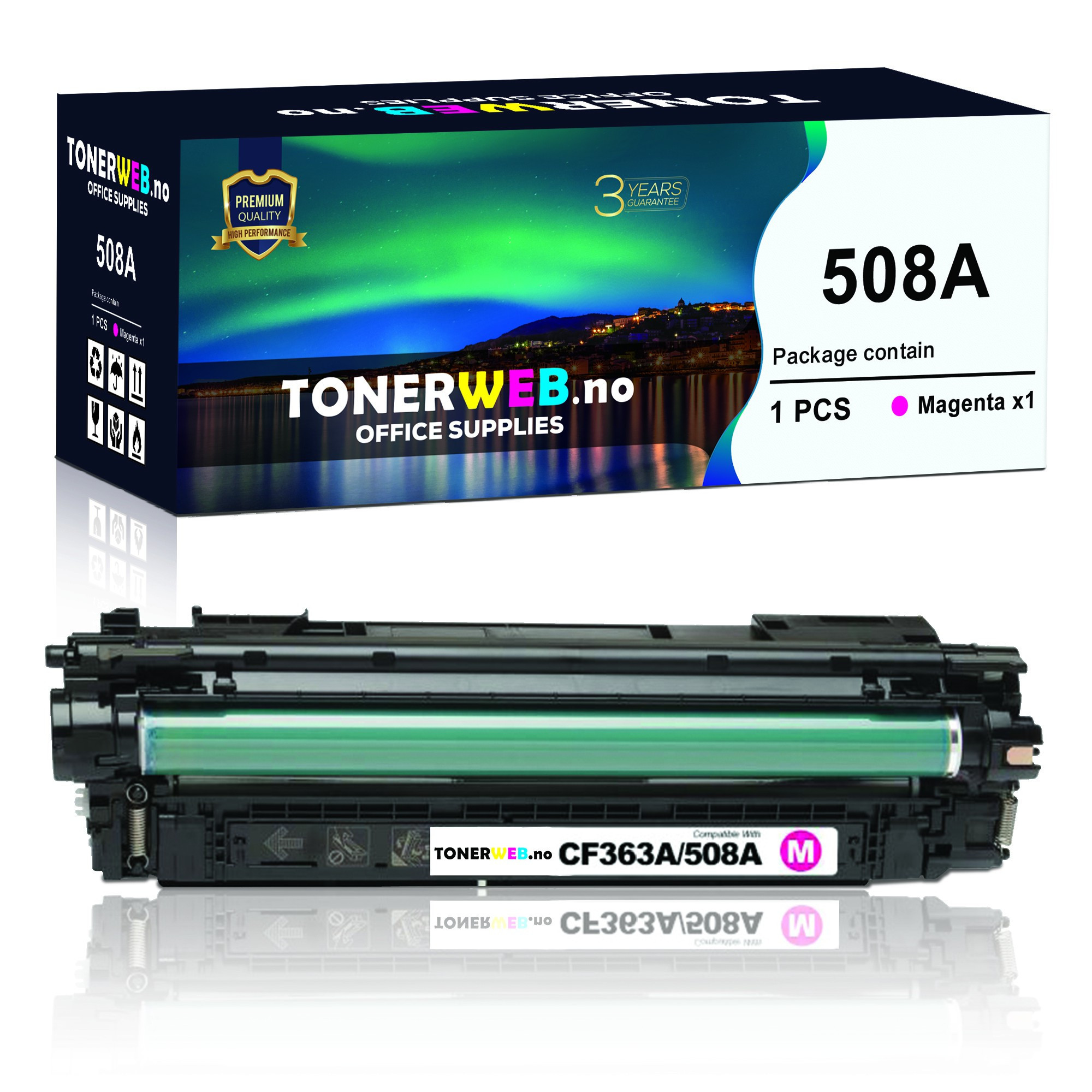 Tonerkassett, erstatter HP Magenta 508A (5.000 sider)