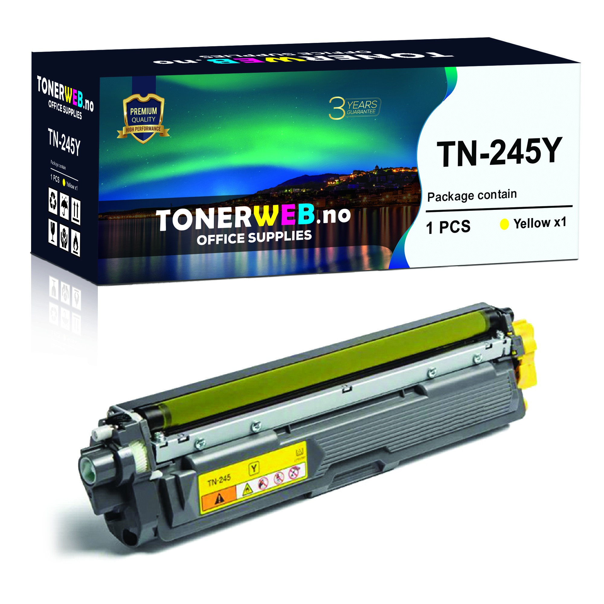 Tonerkassett, erstatter Brother TN245Y TN-245 Gul (2.200 sider)