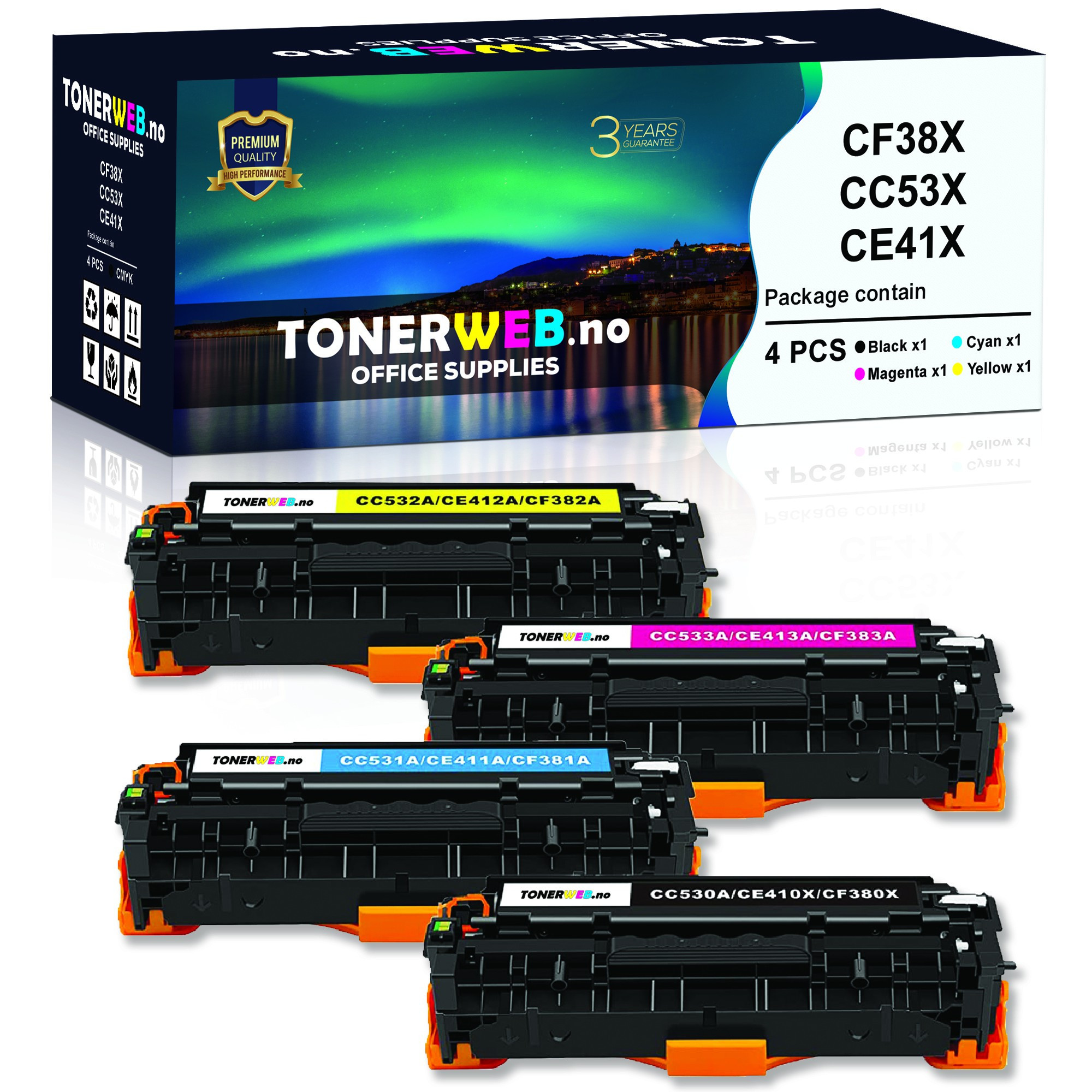 HP 304A BK/C/M/Y (svart/cyan/magenta/gul) toner 4-pakk 1 x 3500 sider / 3 x 2800 sider - kompatibel