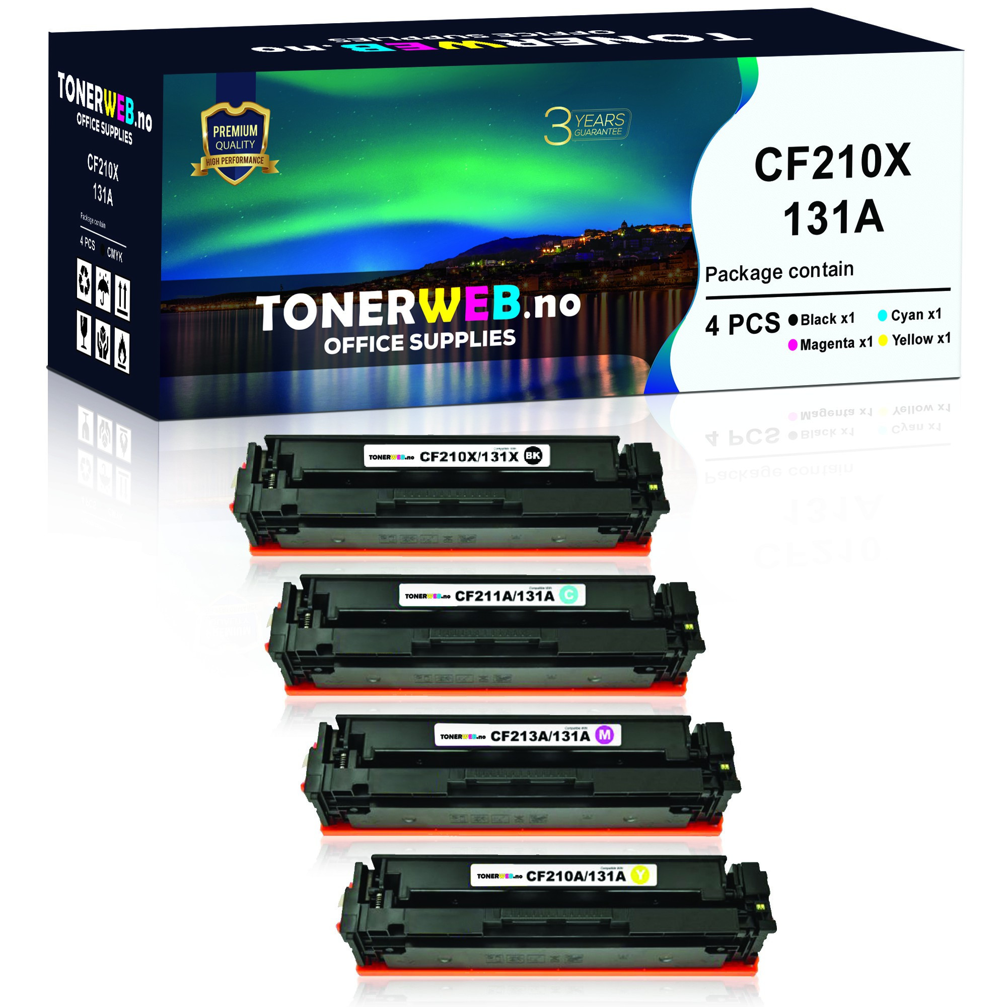 HP 131A BK/C/M/Y (svart/cyan/magenta/gul) toner 4-pakk 1 x 2400 sider / 3 x 1800 sider - kompatibel