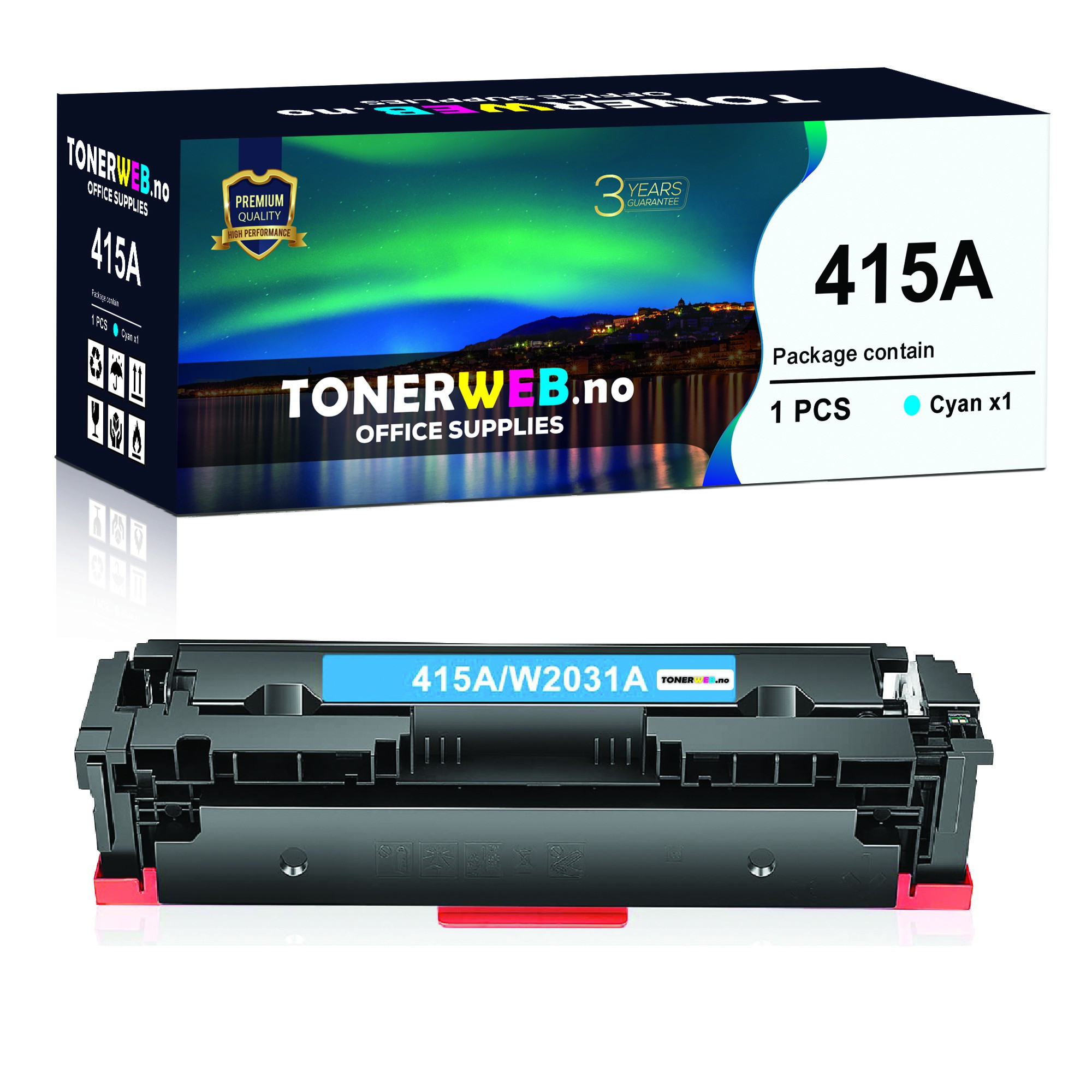 HP 415A C (cyan) toner 2100 sider - kompatibel