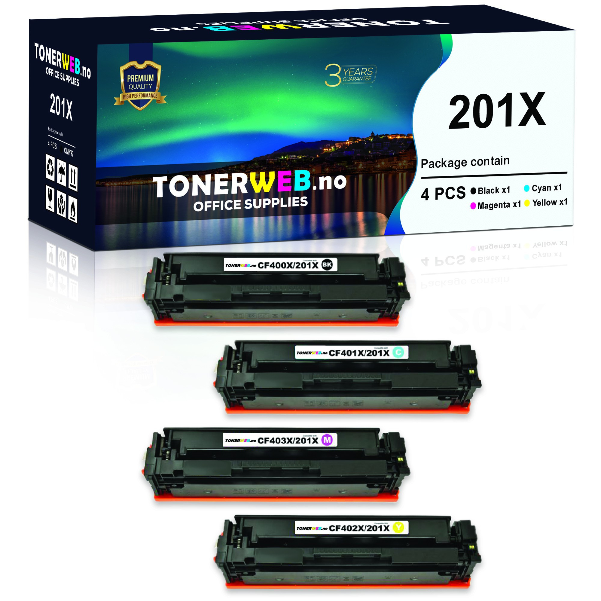 HP 201X BK/C/M/Y (svart/cyan/magenta/gul) toner 4-pakk 1 x 2800 sider / 3 x 2300 sider- kompatibel