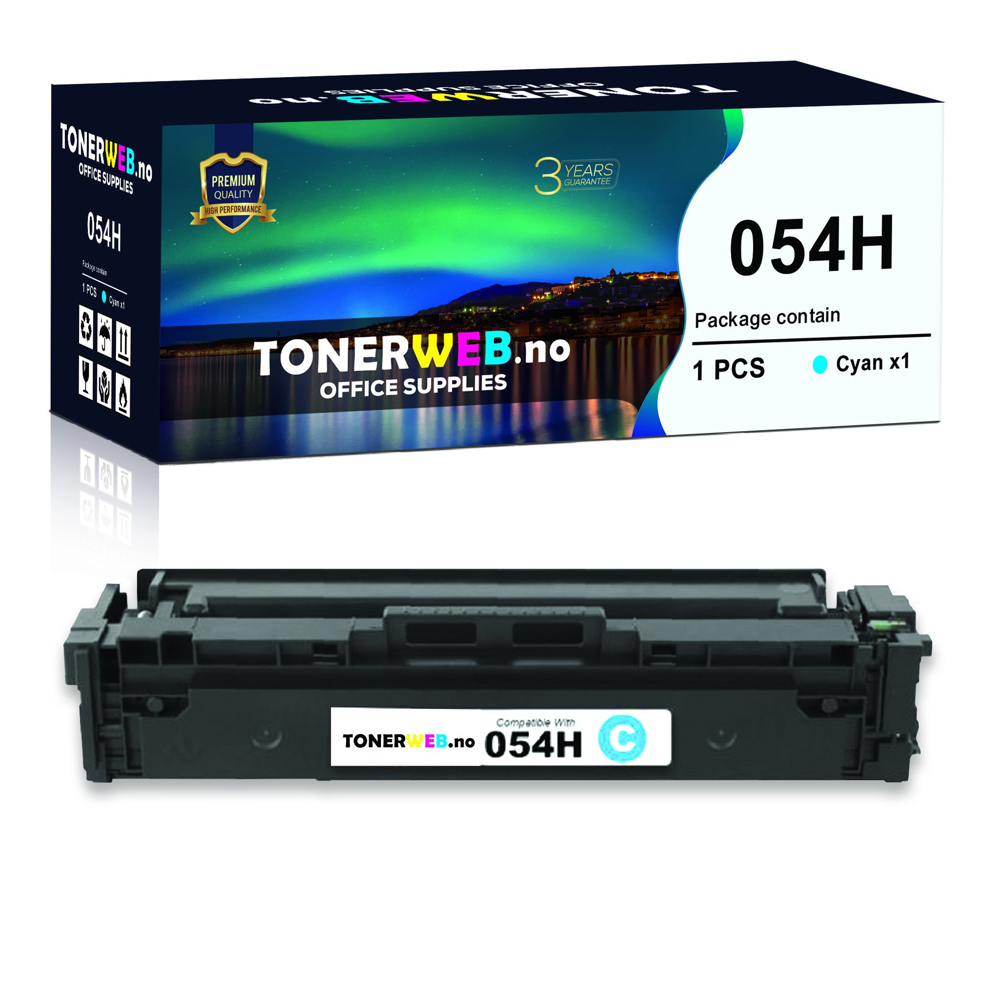 BildeCanon 054H C (cyan) toner 2300 sider - kompatibel