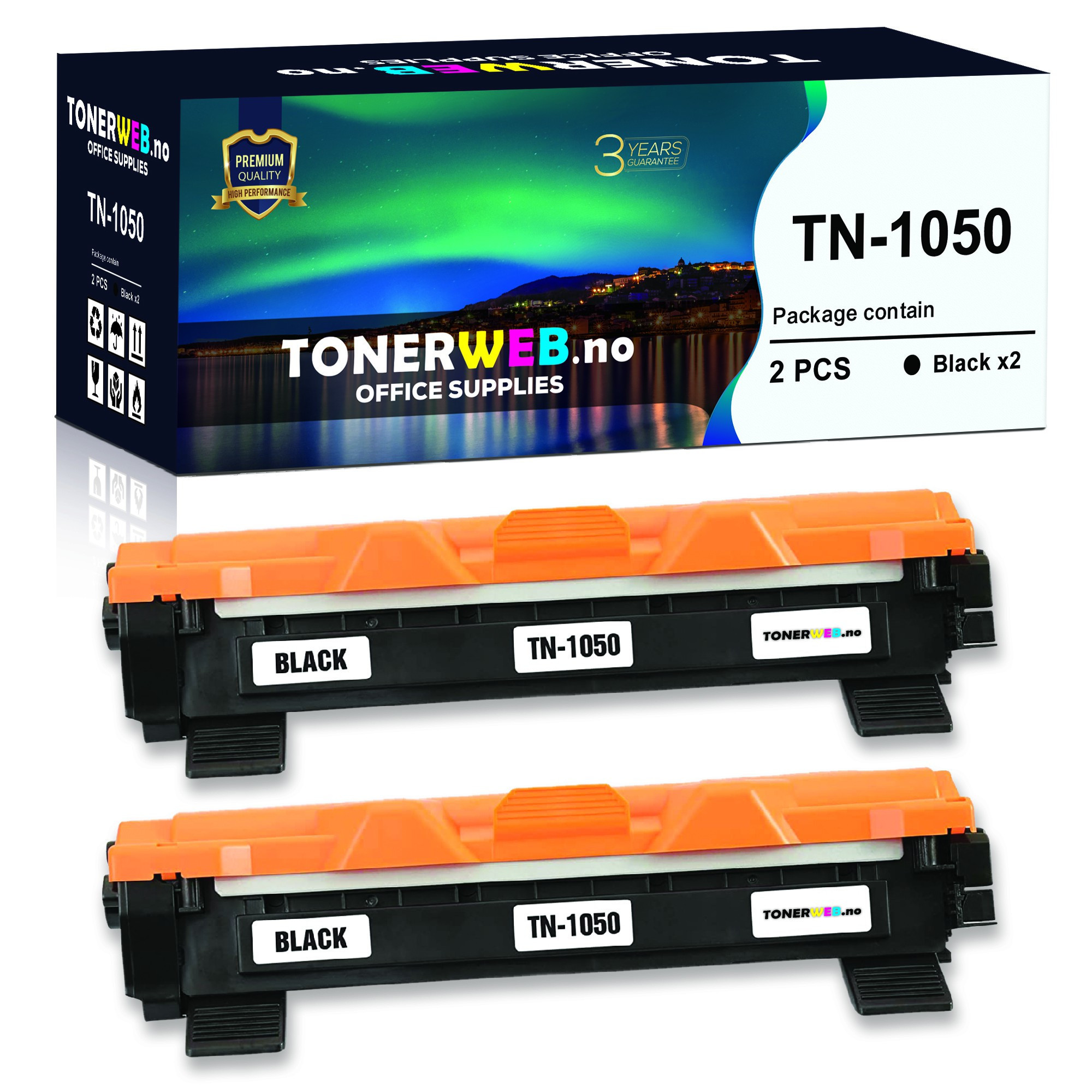 Brother TN1050 BK (svart) toner 2-pakk 2 x 1000 sider - kompatibel