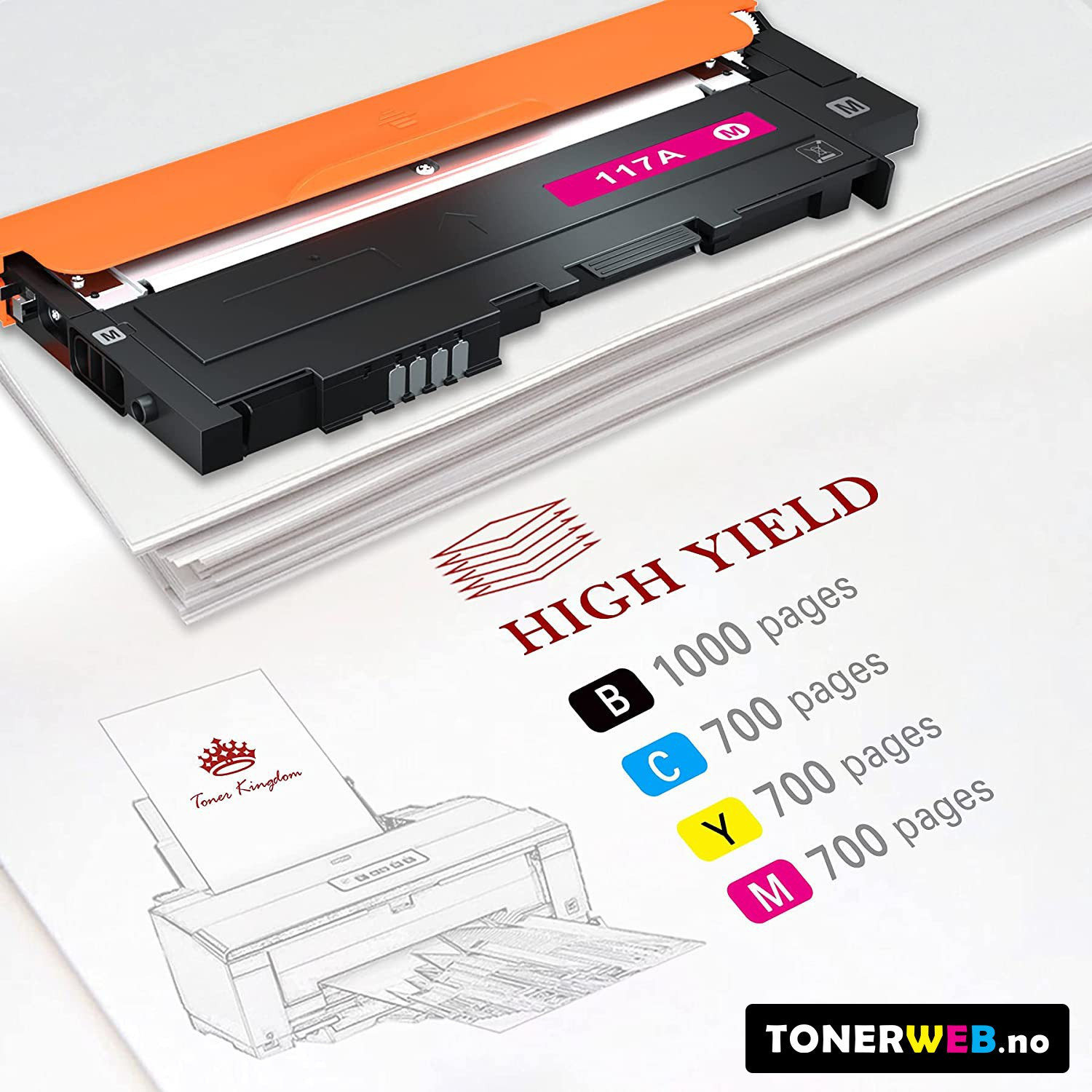 BildeHP 117A BK/C/M/Y (svart/cyan/magenta/gul) toner 4-pakk 1 x 1000 sider / 3 x 700 sider - kompatibel