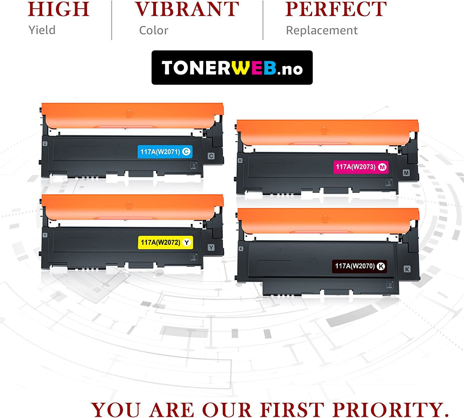 HP 117A BK/C/M/Y (svart/cyan/magenta/gul) toner 4-pakk 1 x 1000 sider / 3 x 700 sider - kompatibel