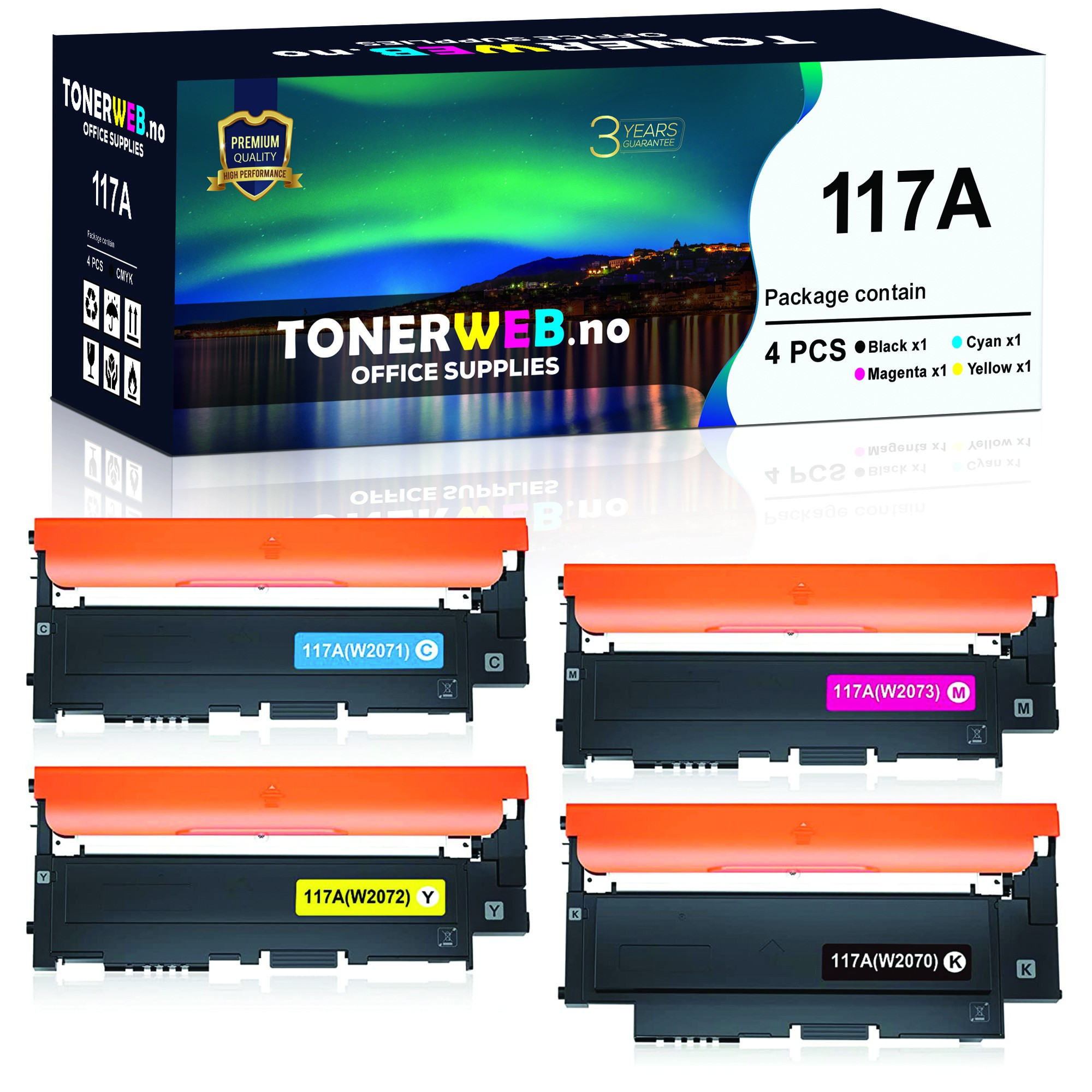HP 117A BK/C/M/Y (svart/cyan/magenta/gul) toner 4-pakk 1 x 1000 sider / 3 x 700 sider - kompatibel