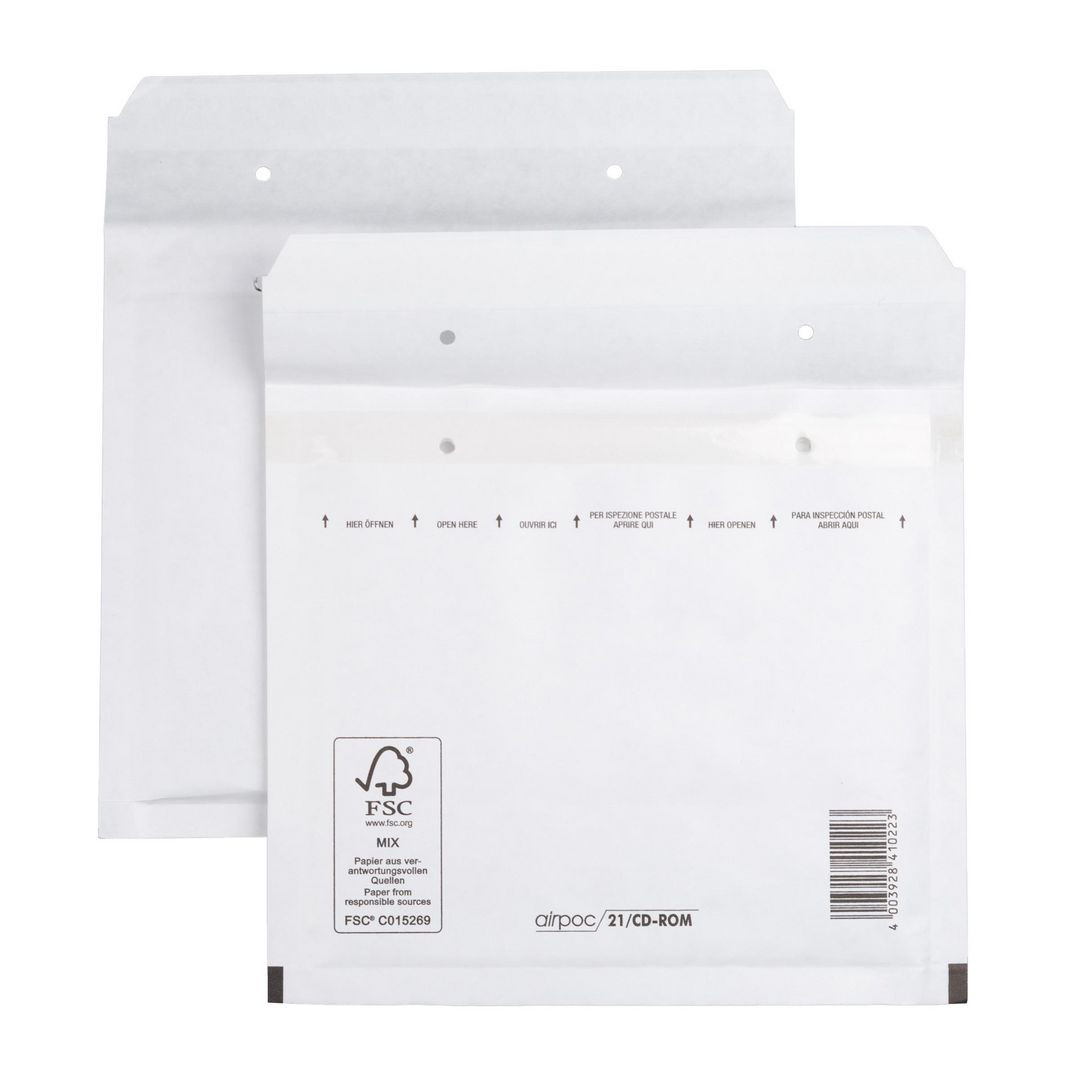 BildeBubbelpåse CD 180x165mm vit 100/fp