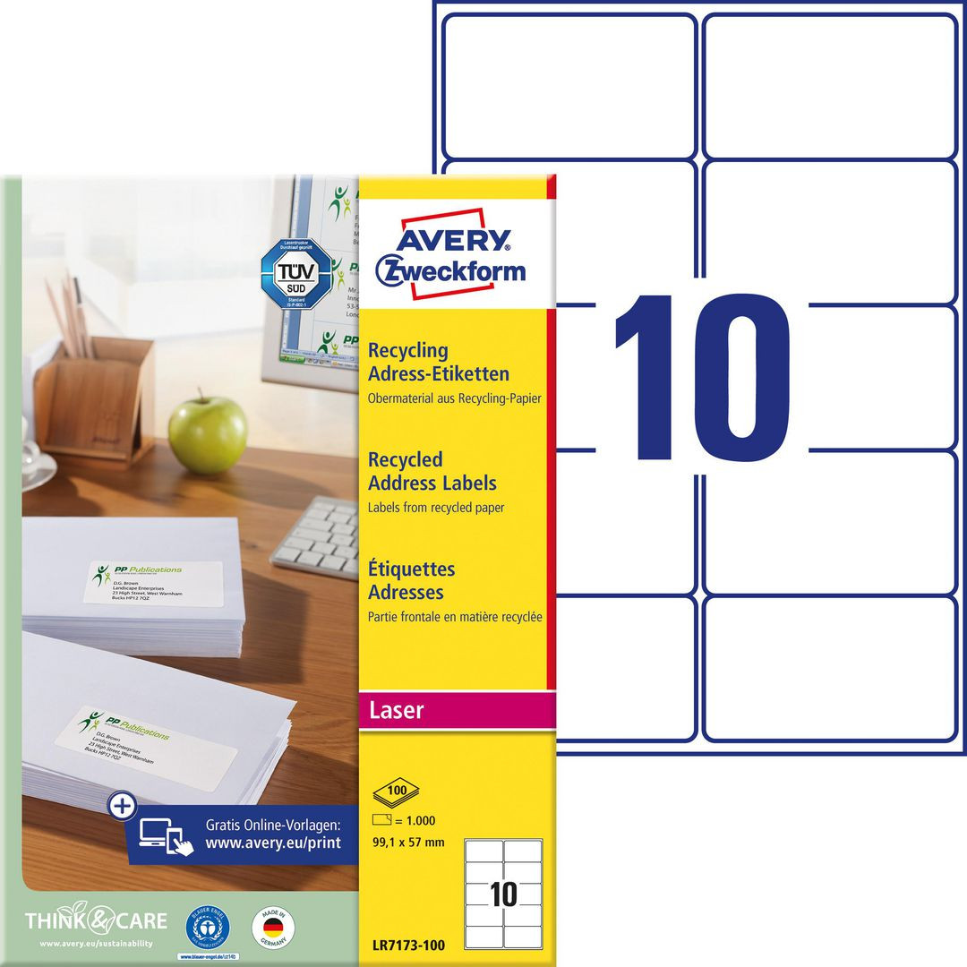 BildeEtikett AVERY återv. 99,1x57mm 1000/fp