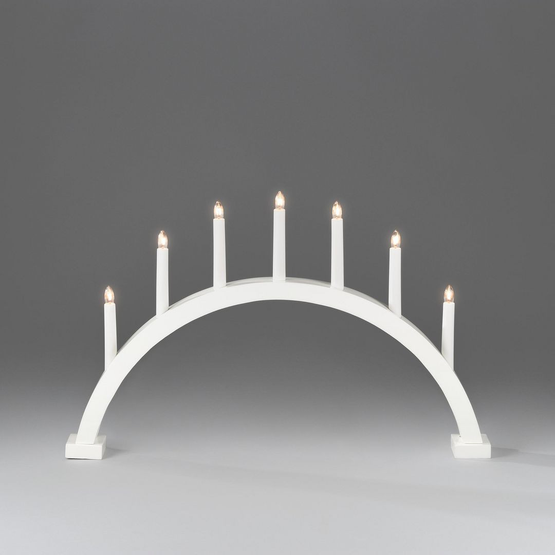 BildeElljusstake 7 ljus 38,5x59cm trä vit