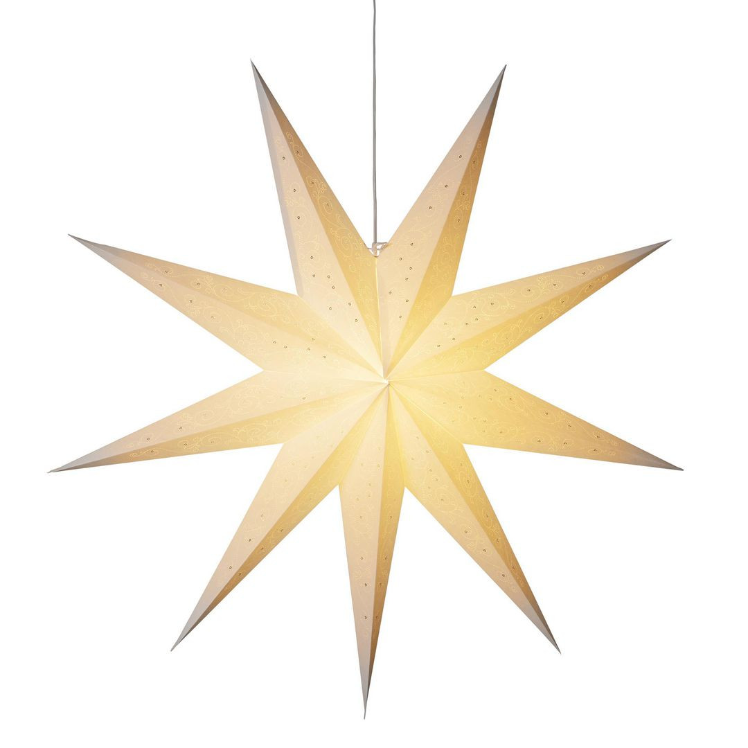 BildePappersstjärna broderad 115cm vit