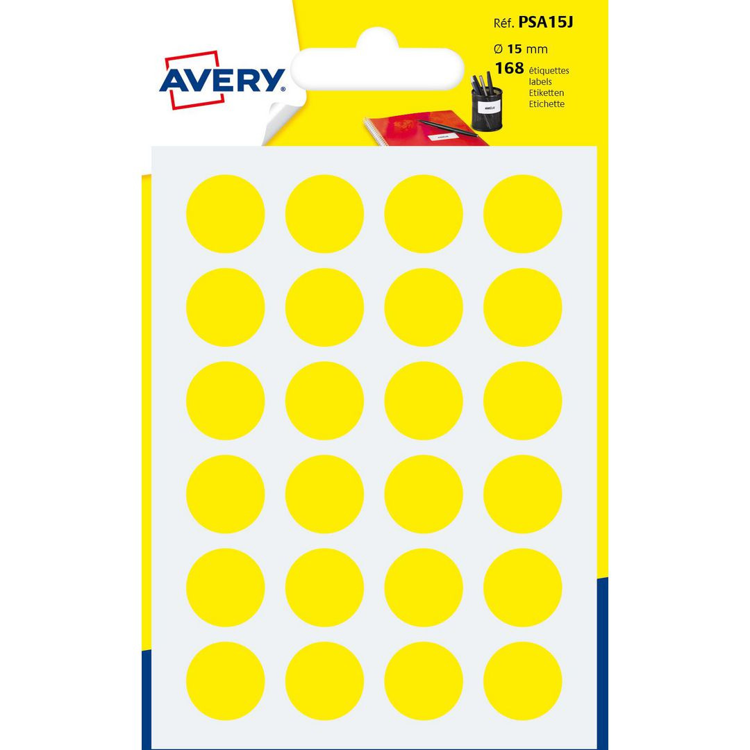 BildeEtikett AVERY 15mm gul 168/fp