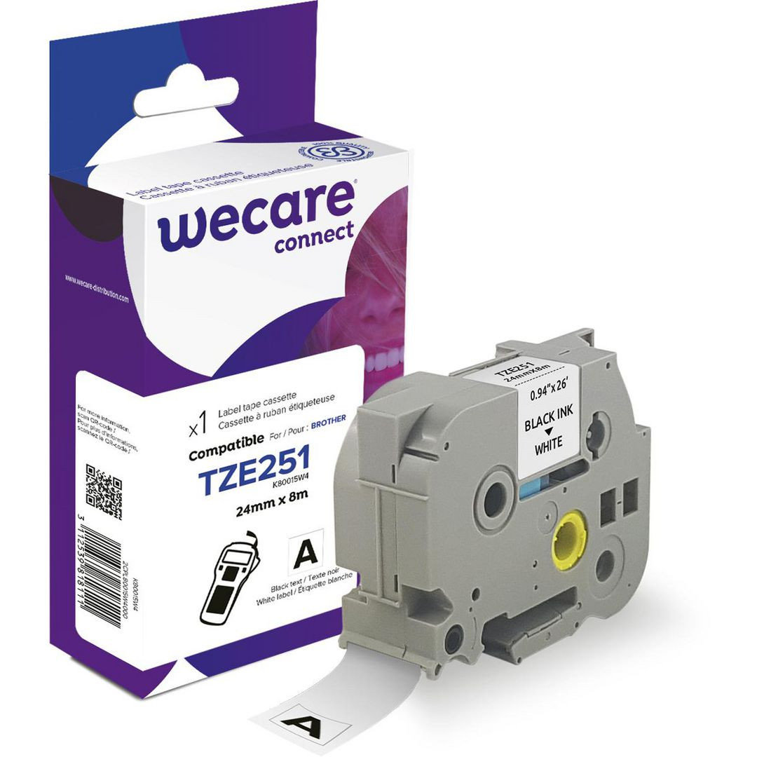 BildeTape WECARE 24mm TZe-251 Svart på Vit