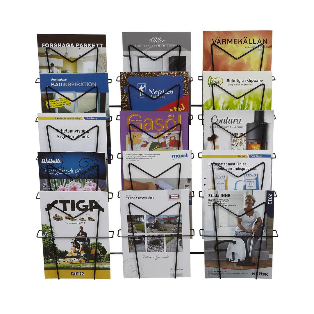 BildeBroschyrställ A4 stående 15-fack svart