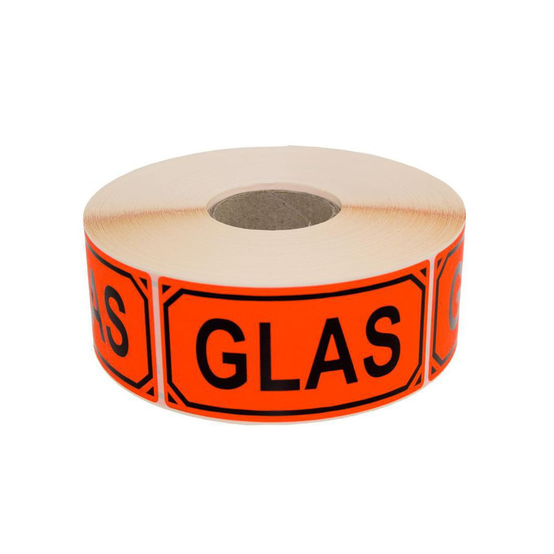 BildeVarningsetikett Glas text 1000/rl