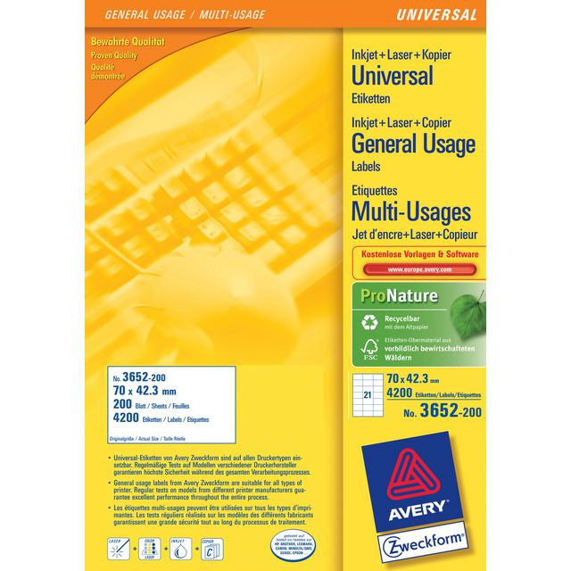 BildeEtikett AVERY 70x42,3mm 4620/fp