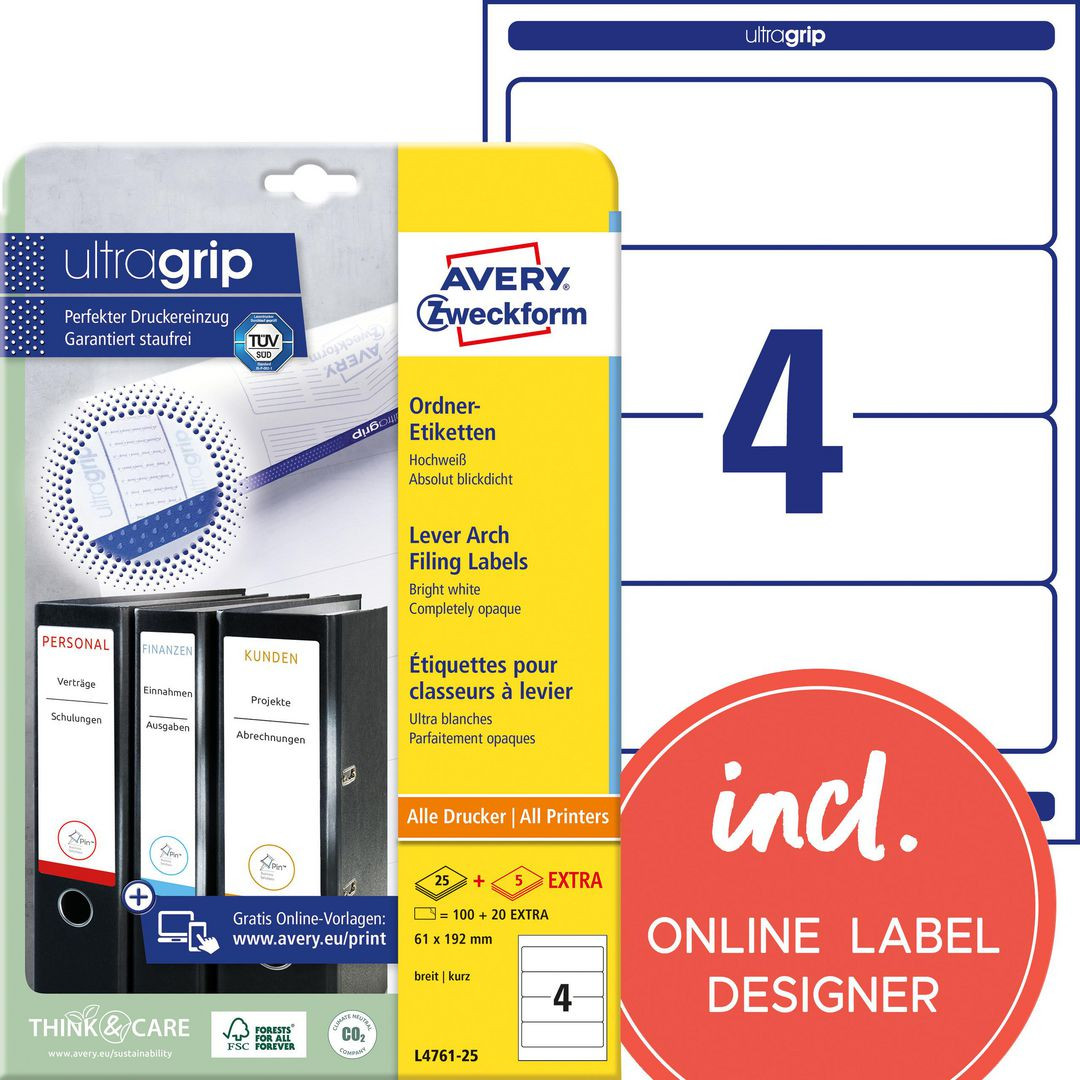 BildeEtikett AVERY breda pärmar 192x61 100/fp