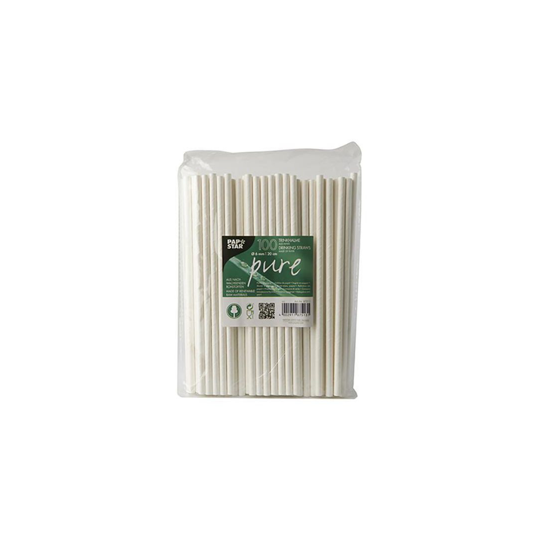 BildeSugrör PURE papper 6mmx20cm vit 100/fp