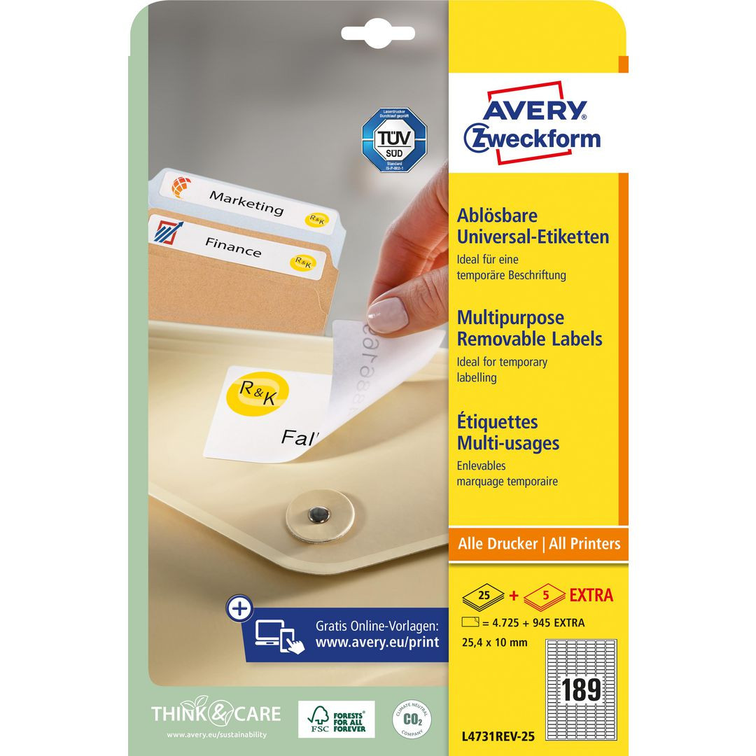 BildeEtikett AVERY avtagb 25,4x10mm 4725/fp