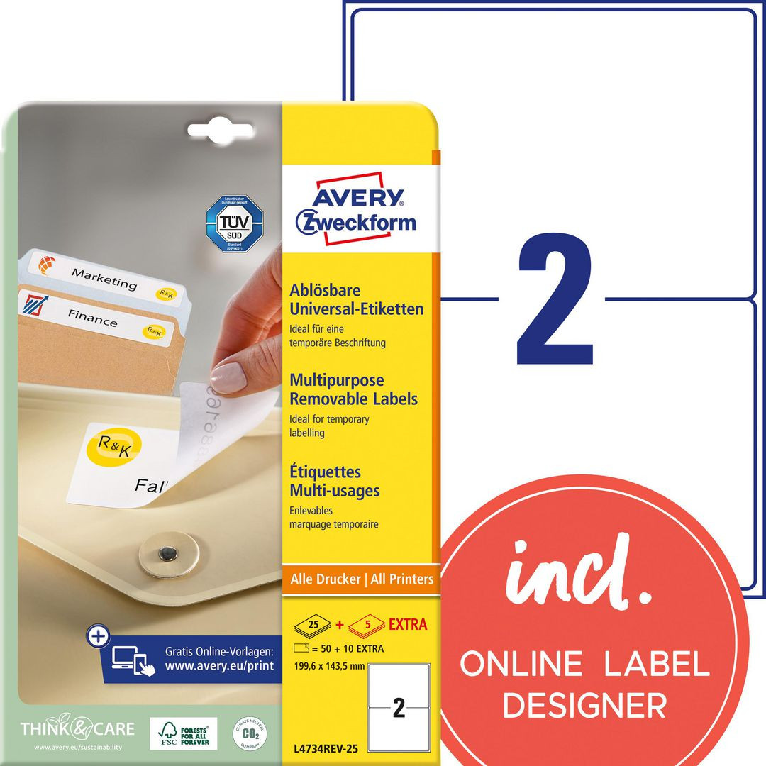 BildeEtikett AVERY avtagb 199,6x143,5mm 60/fp