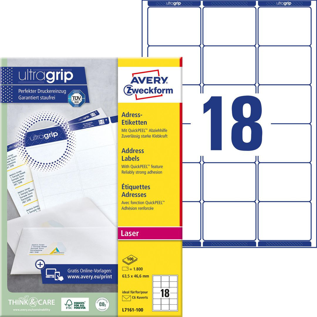 BildeEtikett AVERY UG 63,5x46,6mm 1800/fp