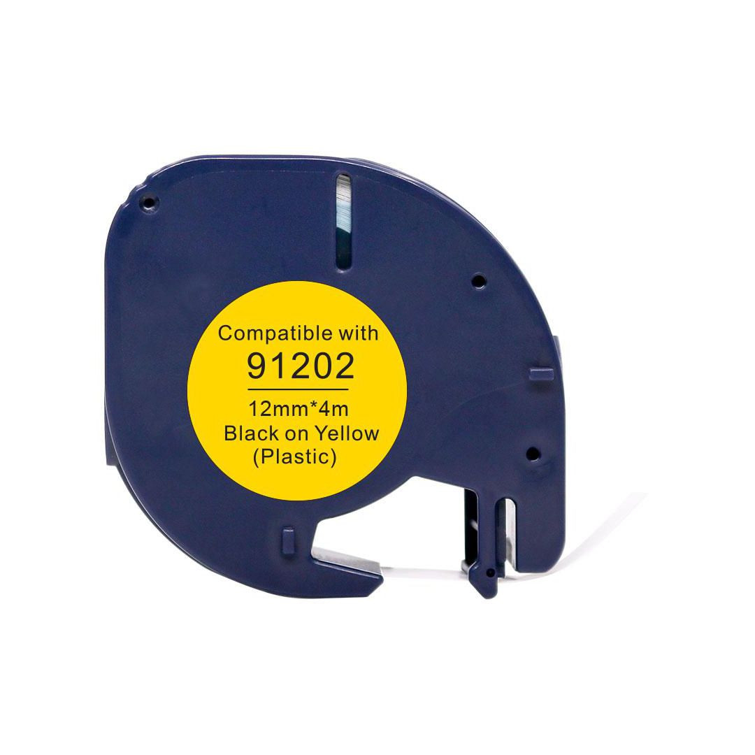 BildeTape plast 12mmx4m svart på gul