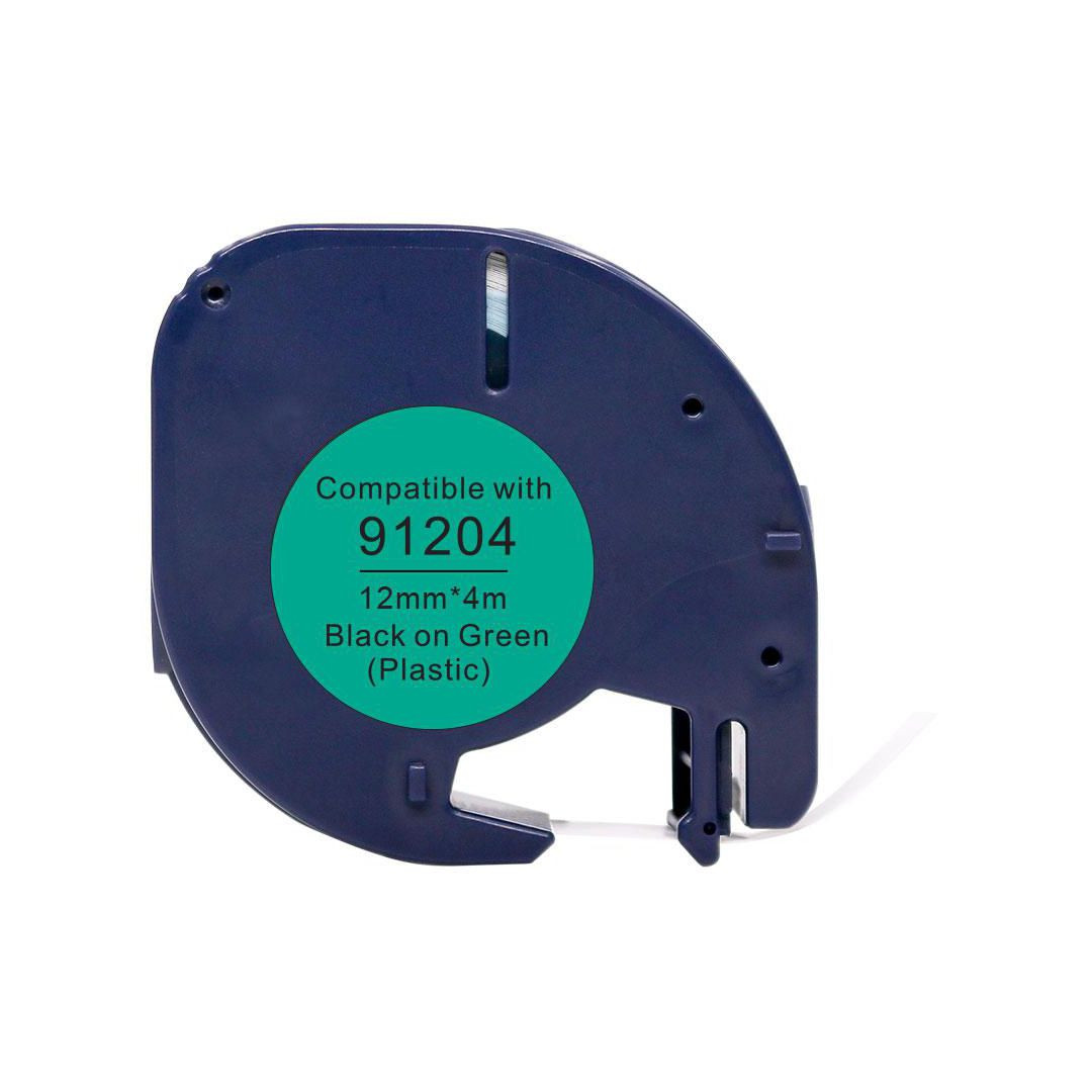 BildeTape plast 12mmx4m svart på grön