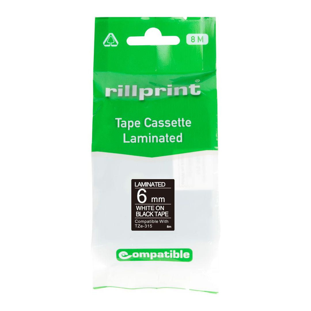 BildeTape 6mm TZe-315 vit på svart