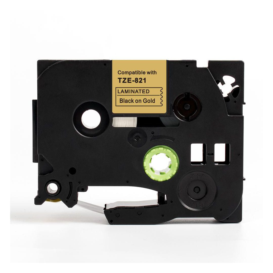 BildeTape 9mm TZe-821 svart på guld