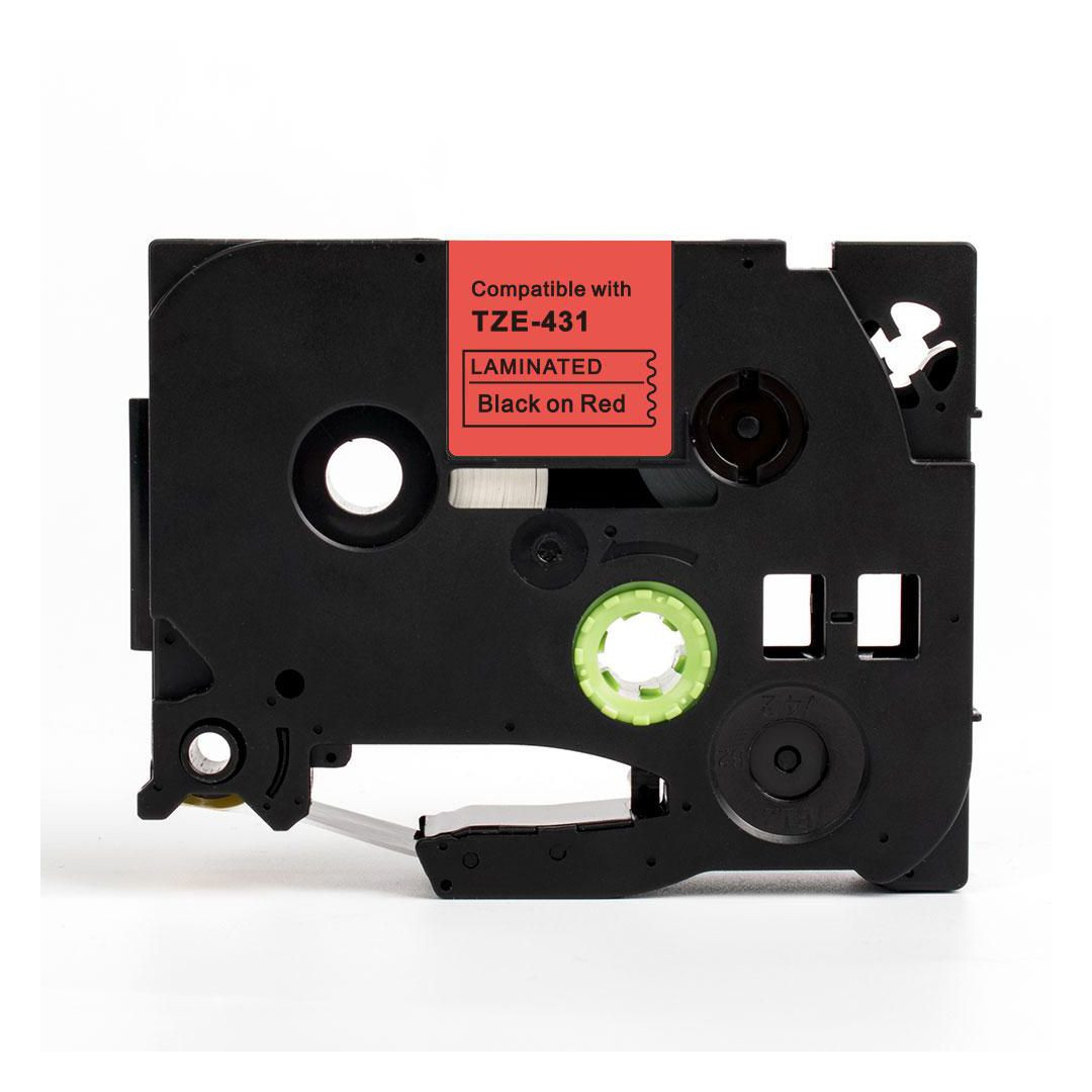BildeTape 12mm TZe-431 svart på röd