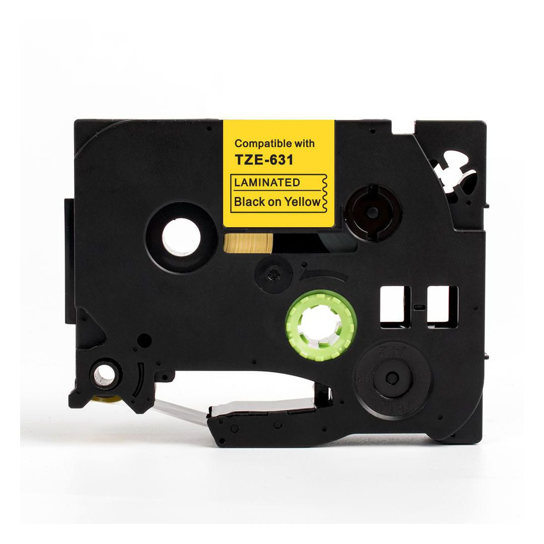 BildeTape 12mm TZe-631 svart på gul