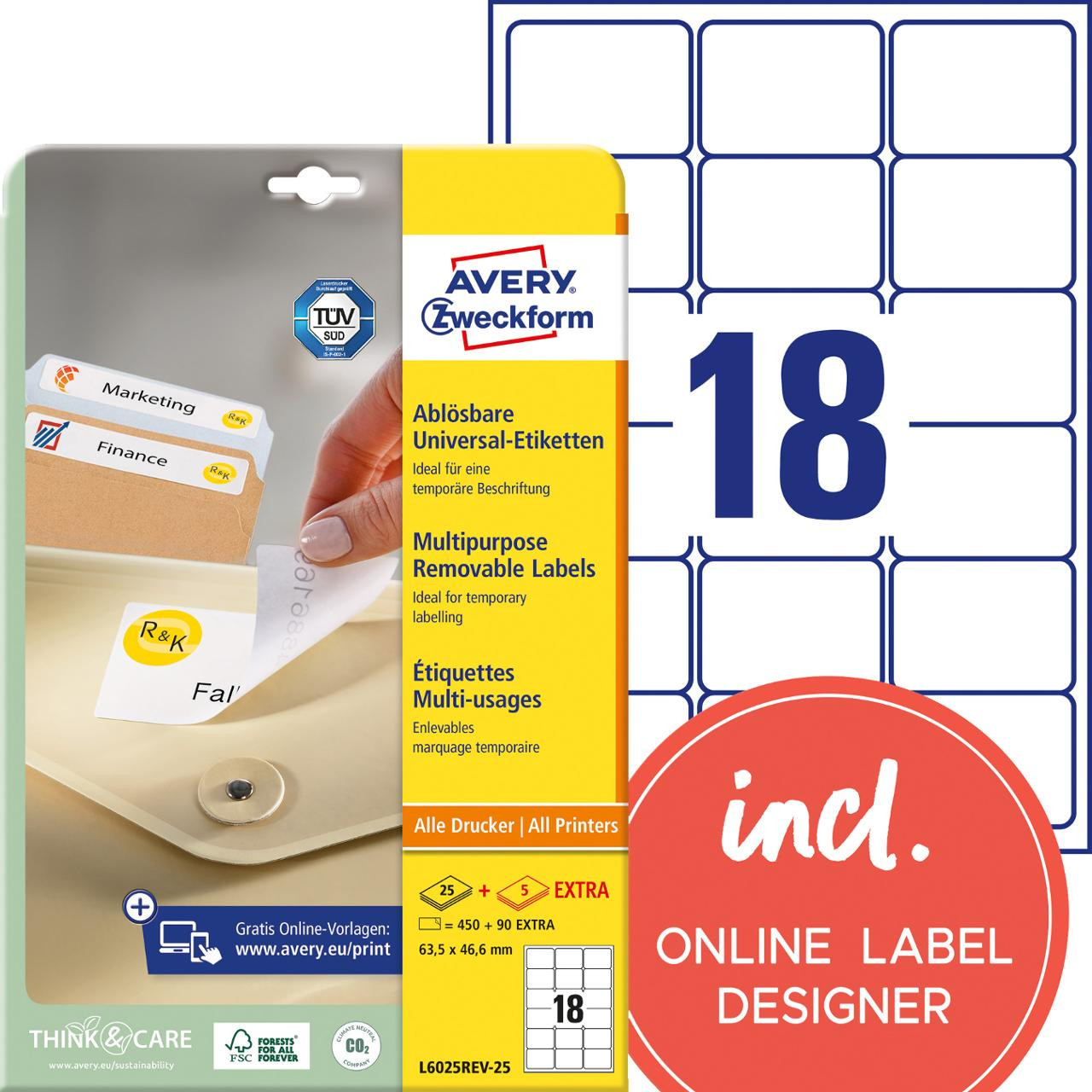 BildeEtikett AVERY avtagb 63,5x46,6mm 540/fp