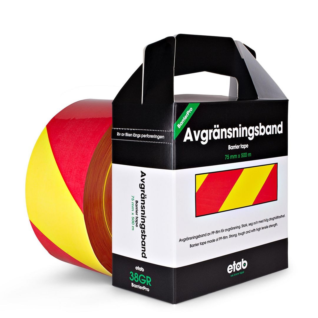 BildeVarningsband 75mmx500m gul/röd