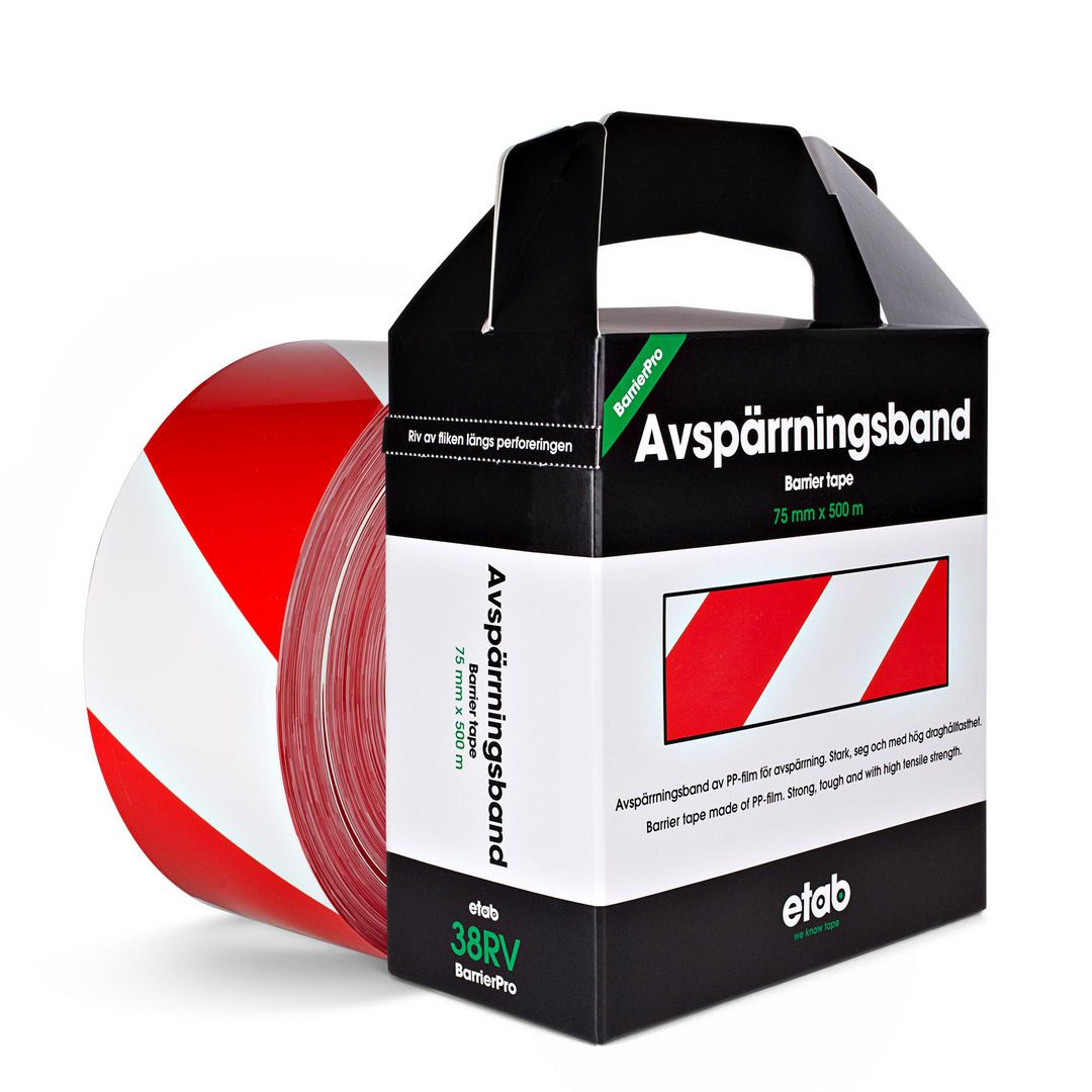 BildeVarningsband 75mmx500m röd/vit