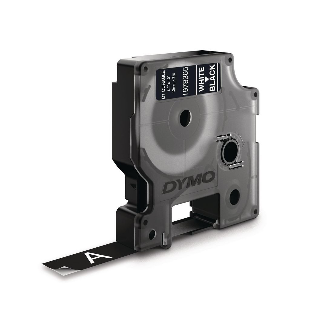 BildeTape DYMO Durable D1 12mm vit på svart