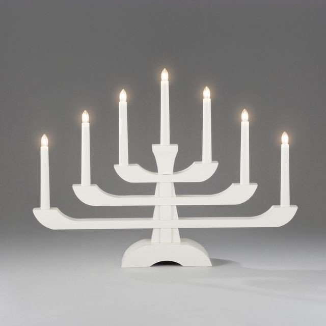 BildeElljusstake 7 ljus 53x39cm trä vit