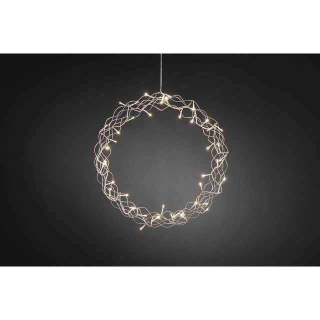 BildeKrans metall 48 varmvit LED 45cm silver