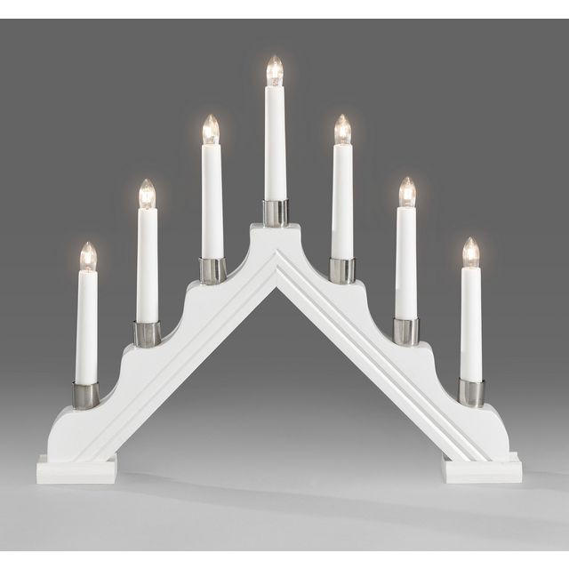 BildeElljusstake 7 ljus 39x34cm trä vit