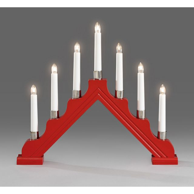 BildeElljusstake 7 ljus 39x34cm trä röd