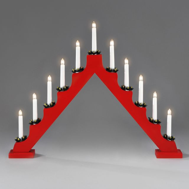 BildeElljusstake 11 ljus 65,5x51cm trä röd