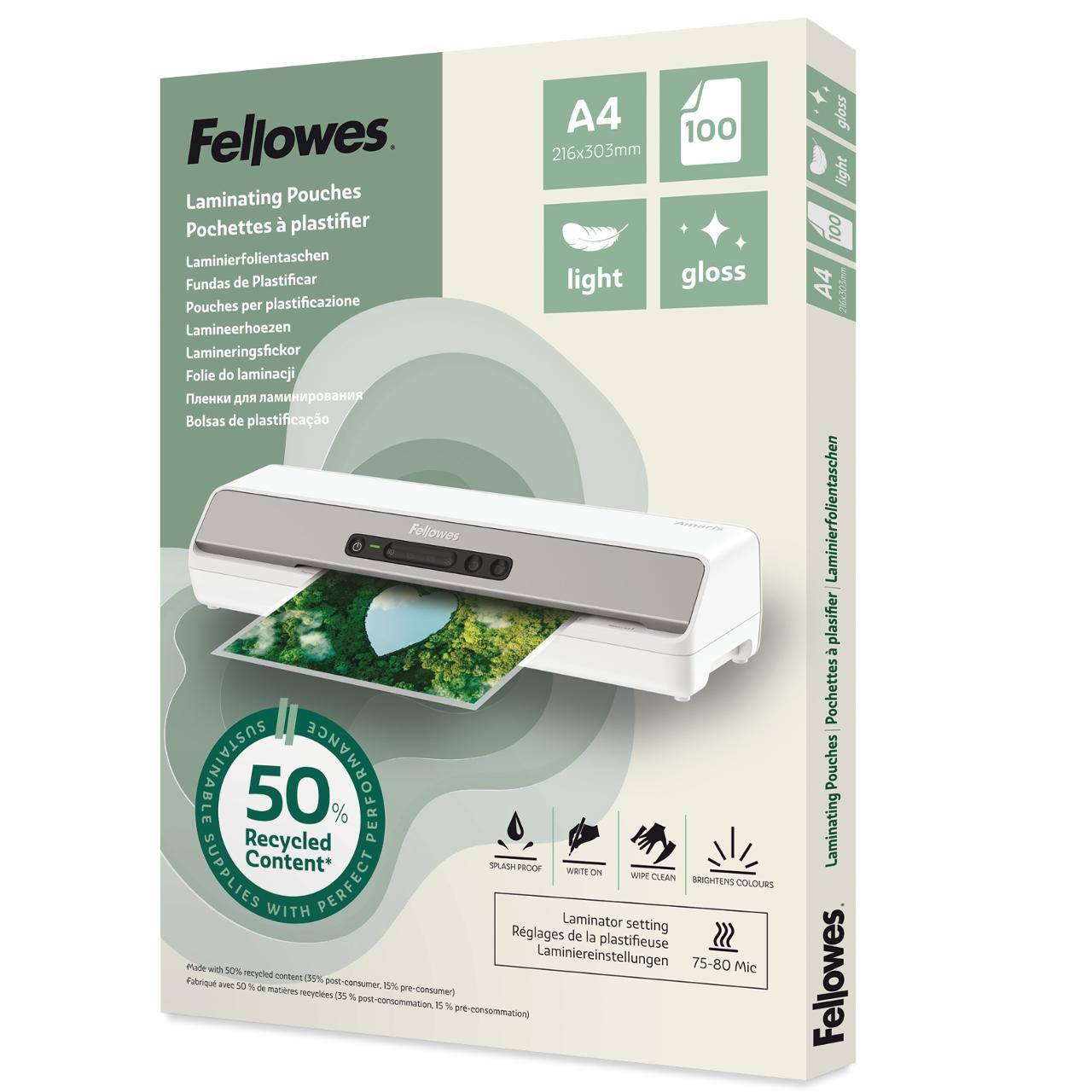 BildeLaminat FELLOWES A4 Light 100/fp