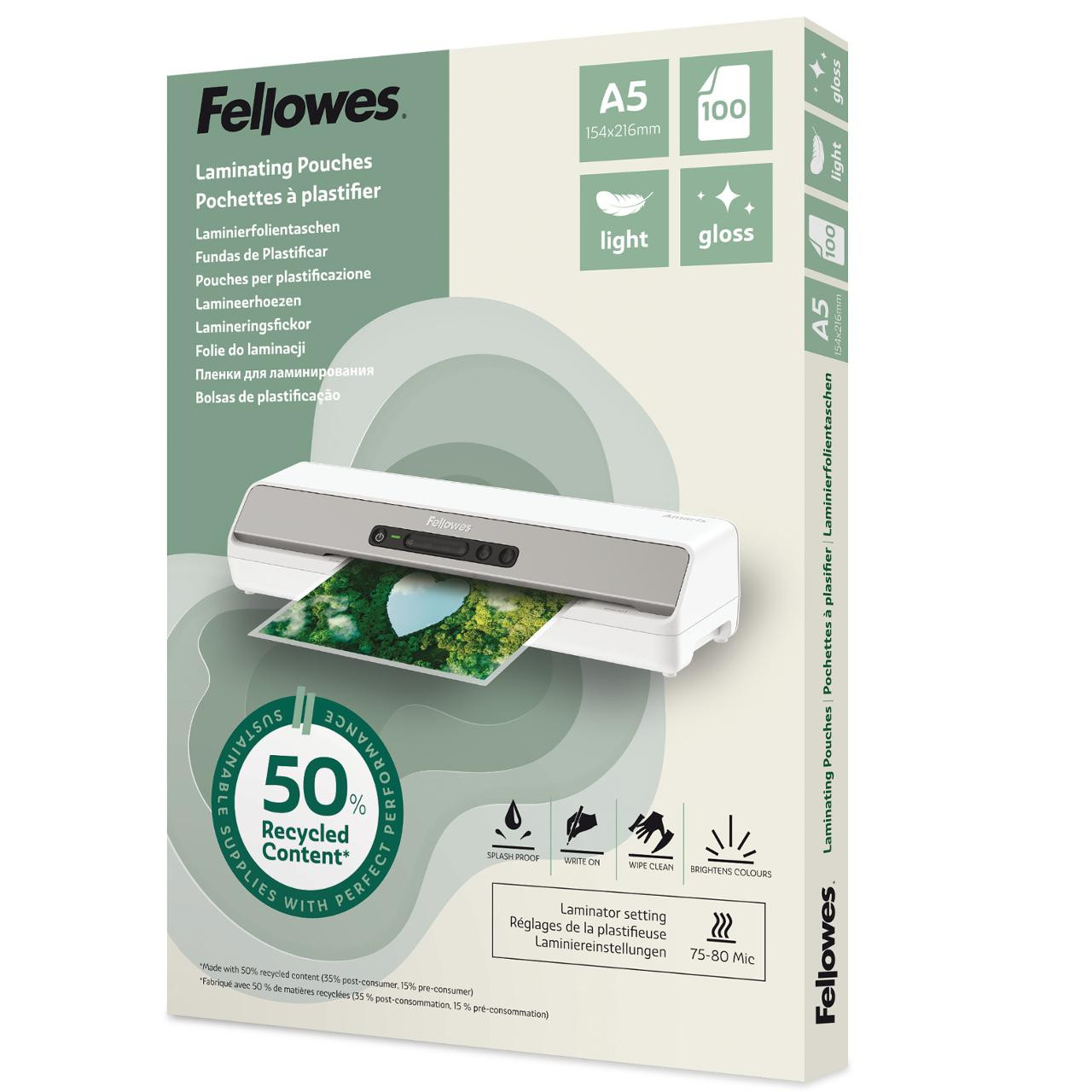 BildeLaminat FELLOWES A5 Light 100/fp